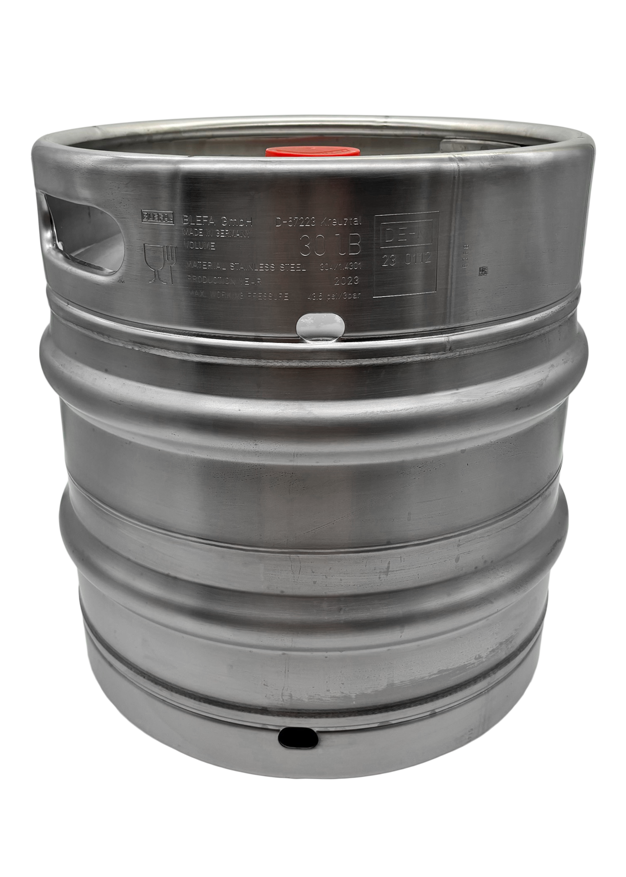 EURO 30 L Edelstahl KEG Ø 395 mm - stapelbar - mit Fitting